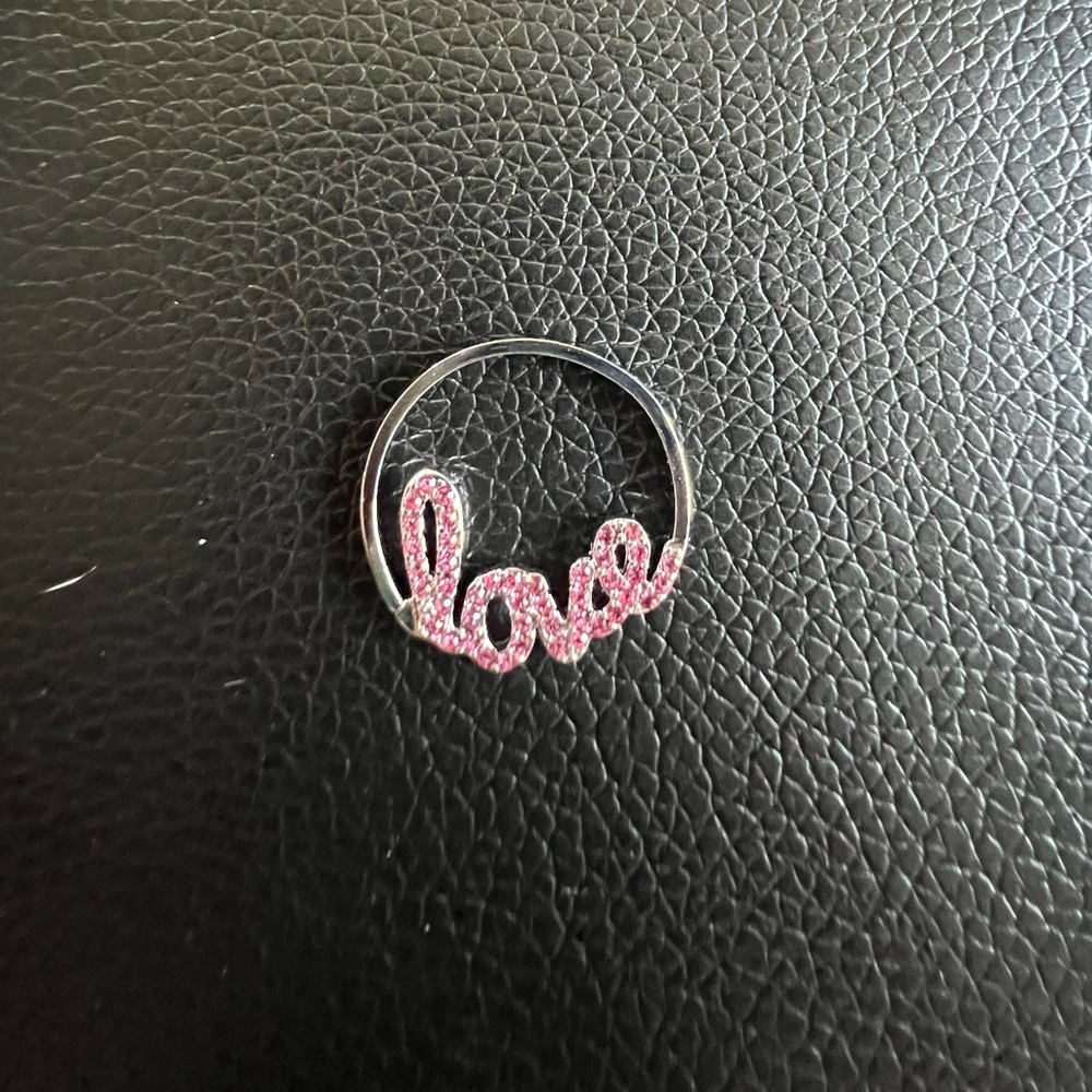 Large pink, crystal origami owl, love plate